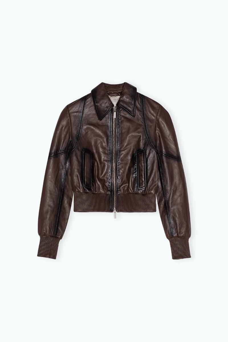 Short Bomber Jacket Brown