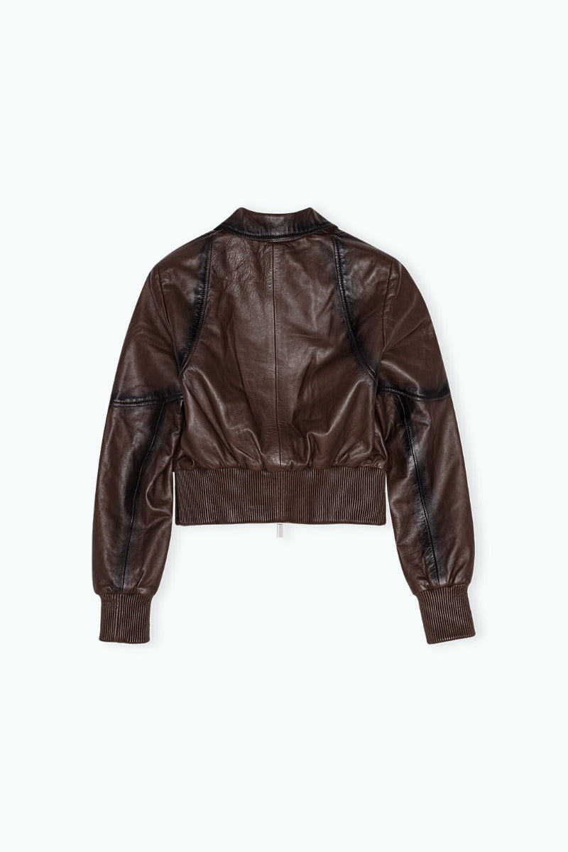 Short Bomber Jacket Brown