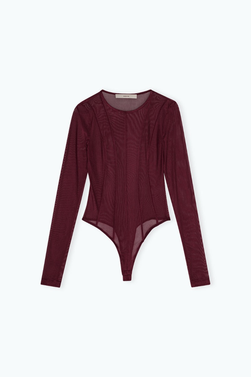 Bodysuit With Cutlines Bordeaux