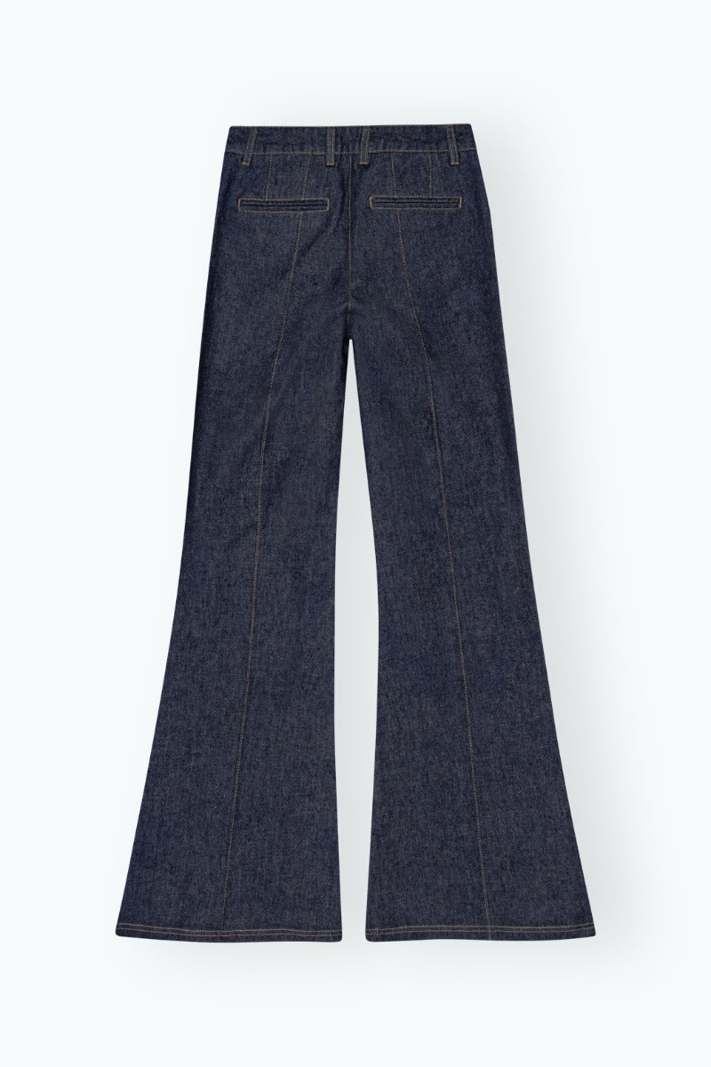 Flared Denim Pants Dark Blue