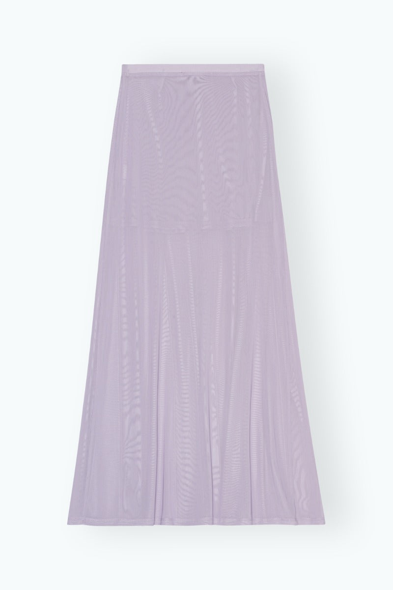 Pleated Midi Mesh Skirt Purple