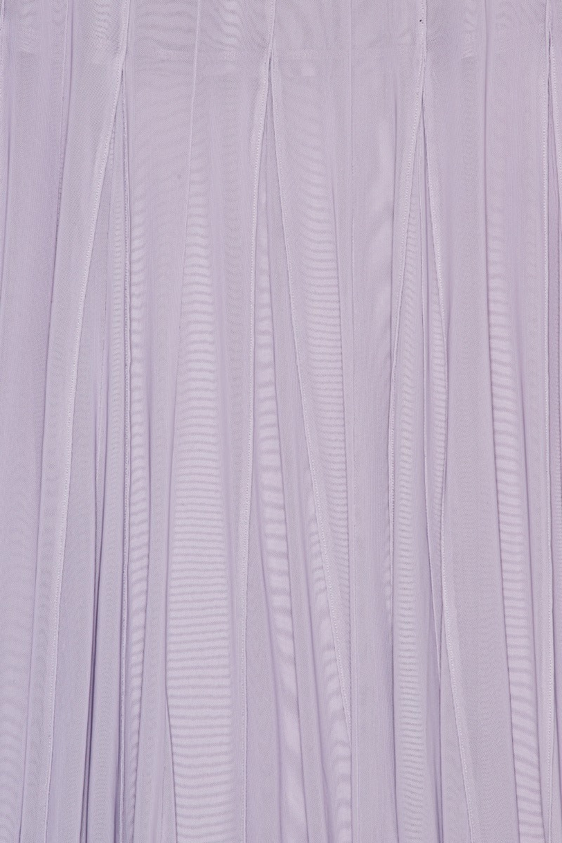 Pleated Midi Mesh Skirt Purple