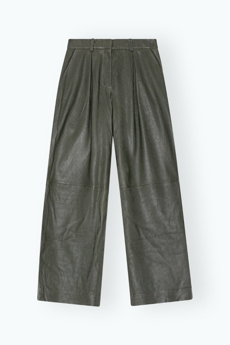 Mesh Leather Pant Khaki Green