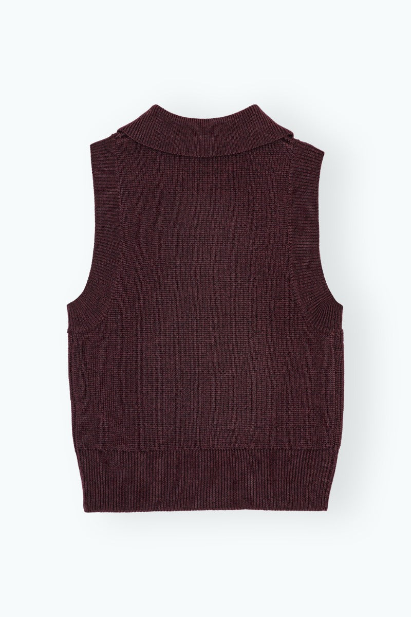 Knitted Polo Top Bordeaux