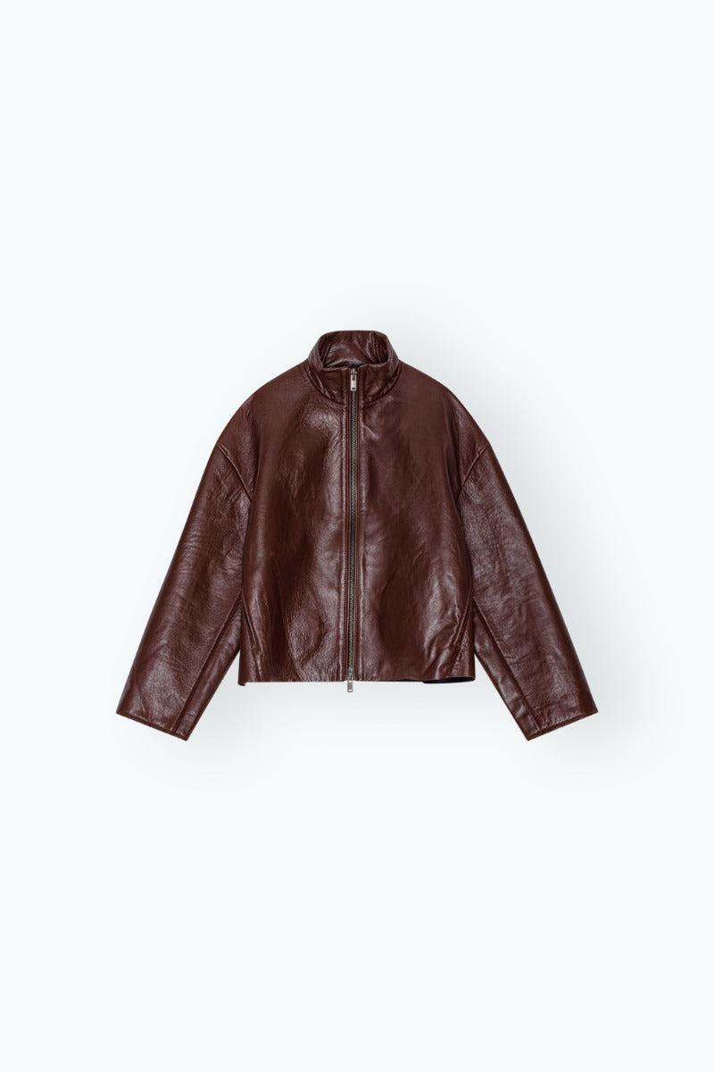 Bonded Leather Jacket Bordeaux