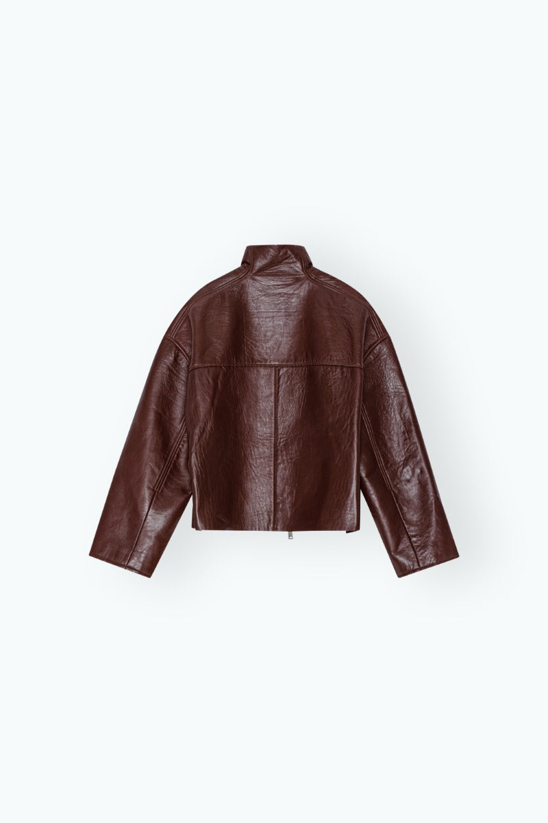 Bonded Leather Jacket Bordeaux