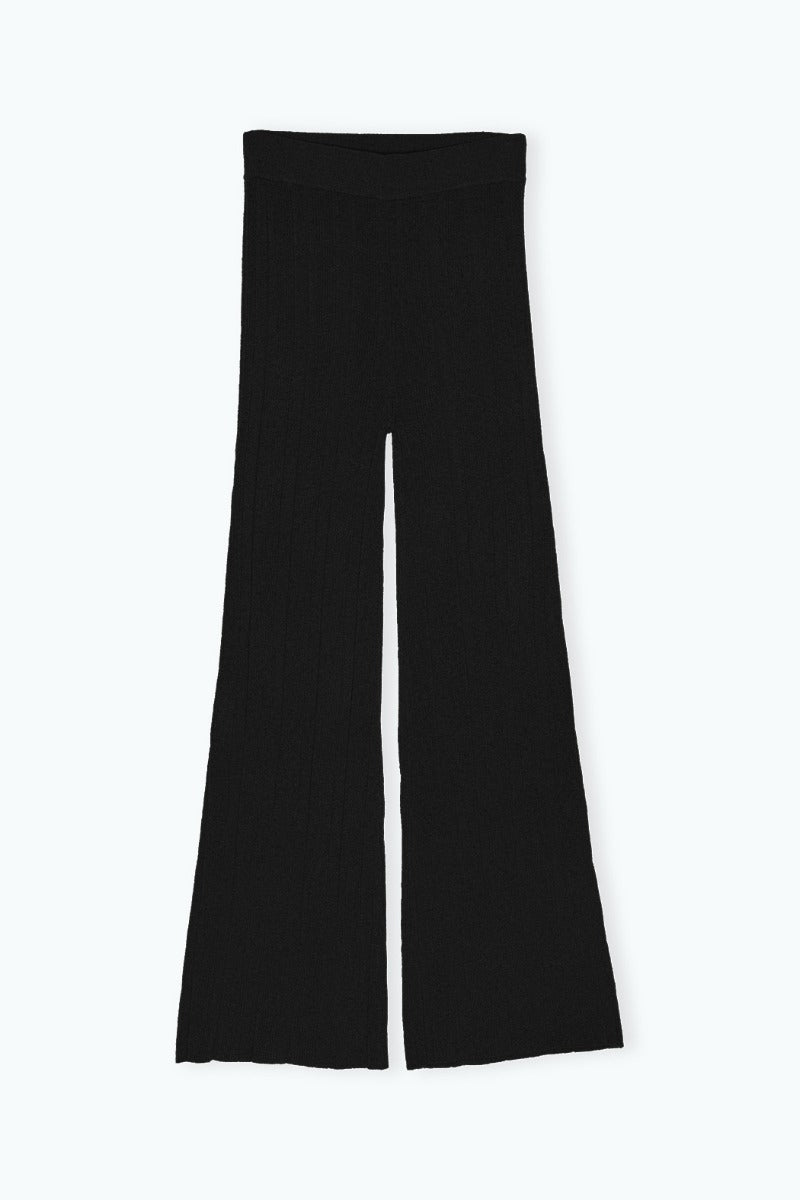 Rib Knit Pants Black