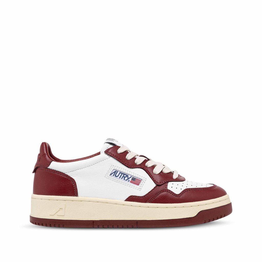 Medalist Low BiColor Sneakers in White and Syrah Leather