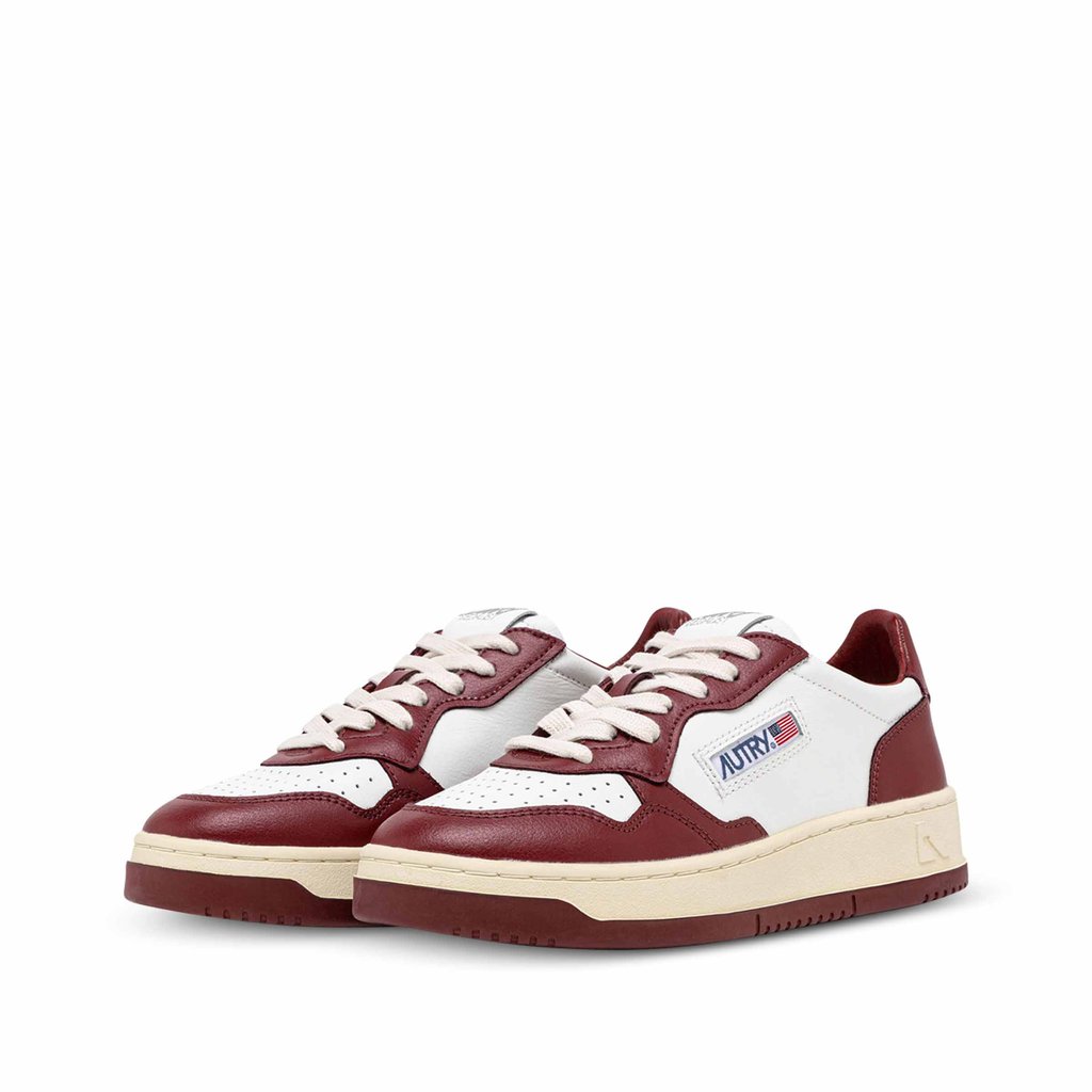 Medalist Low BiColor Sneakers in White and Syrah Leather