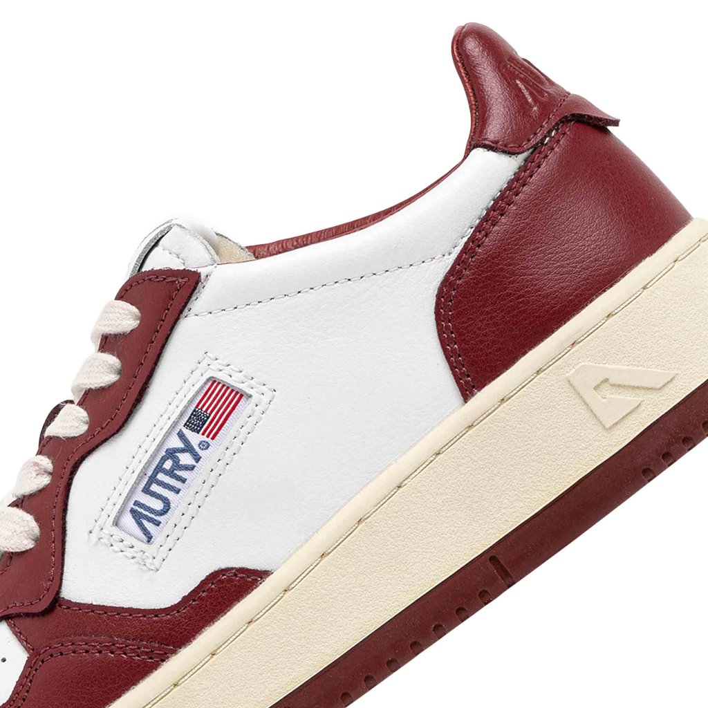 Medalist Low BiColor Sneakers in White and Syrah Leather