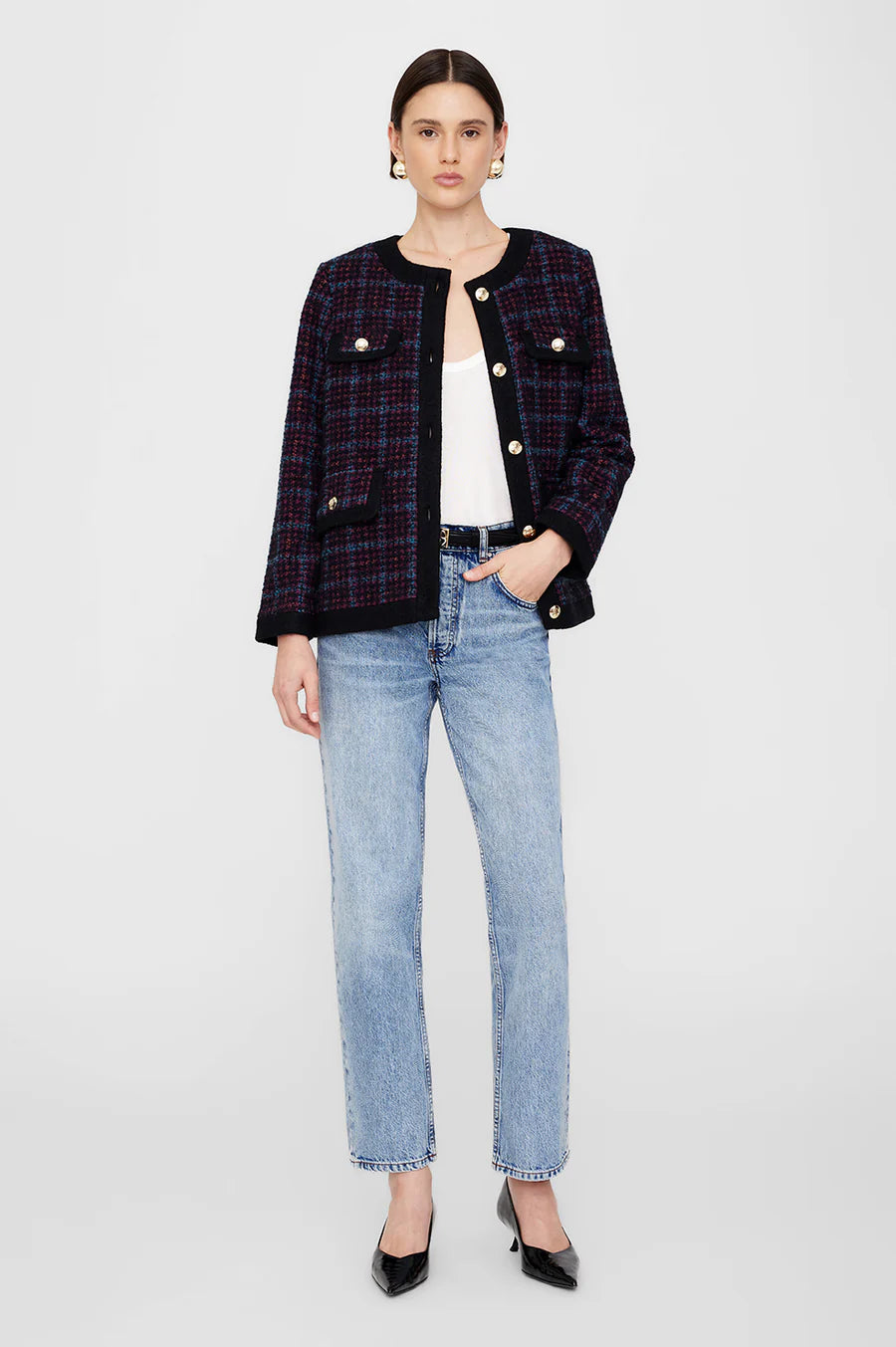 Lydia Jacket Blue ad Red Tweed