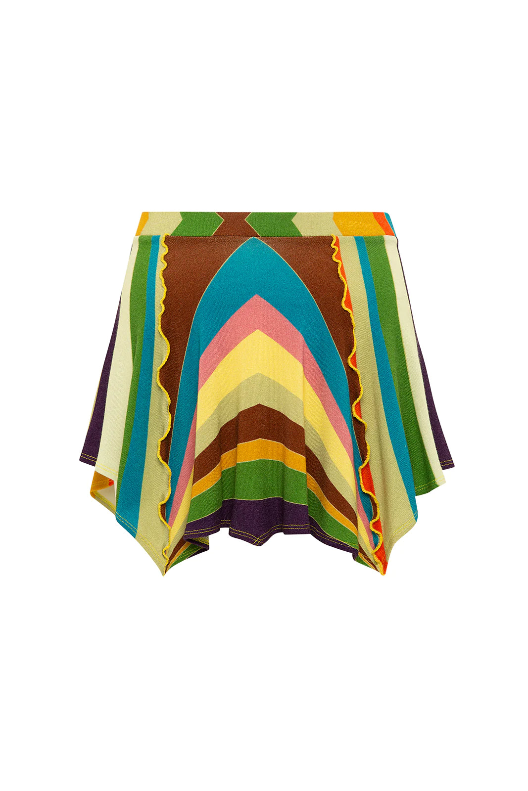 Sun-ray Knit Mini Skirt with Contrast Stitches