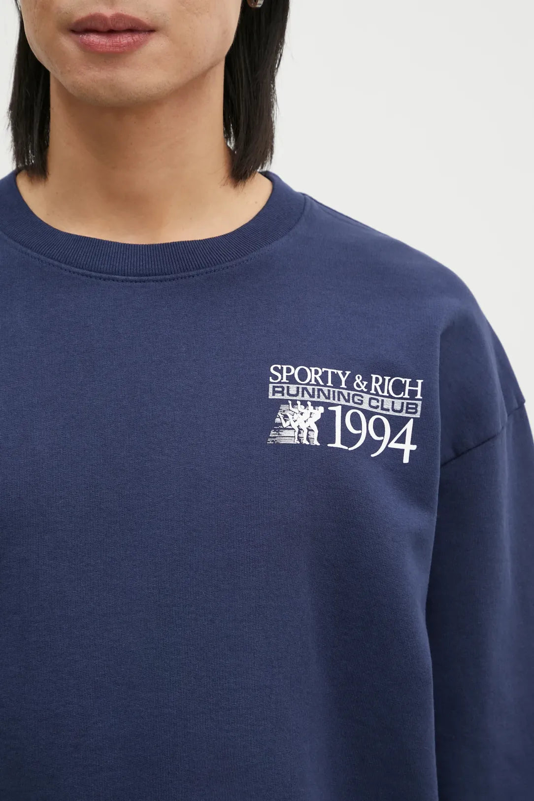 Finish Line Crewneck - Navy/White