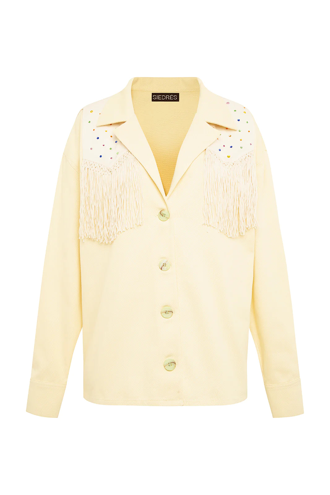 Embroidered Overshirt with Fringes