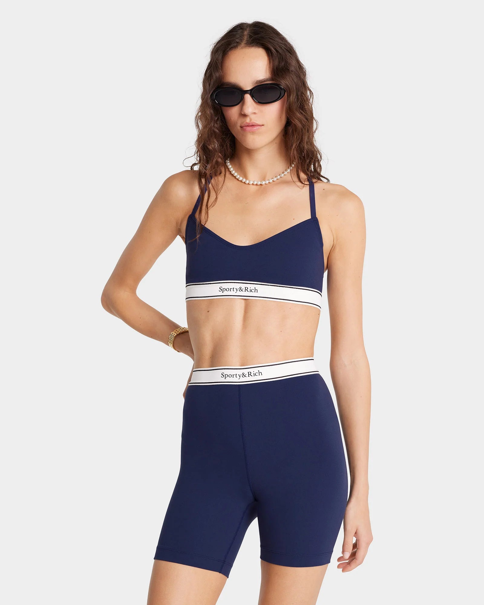 Serif Logo Sports Bralette - Navy