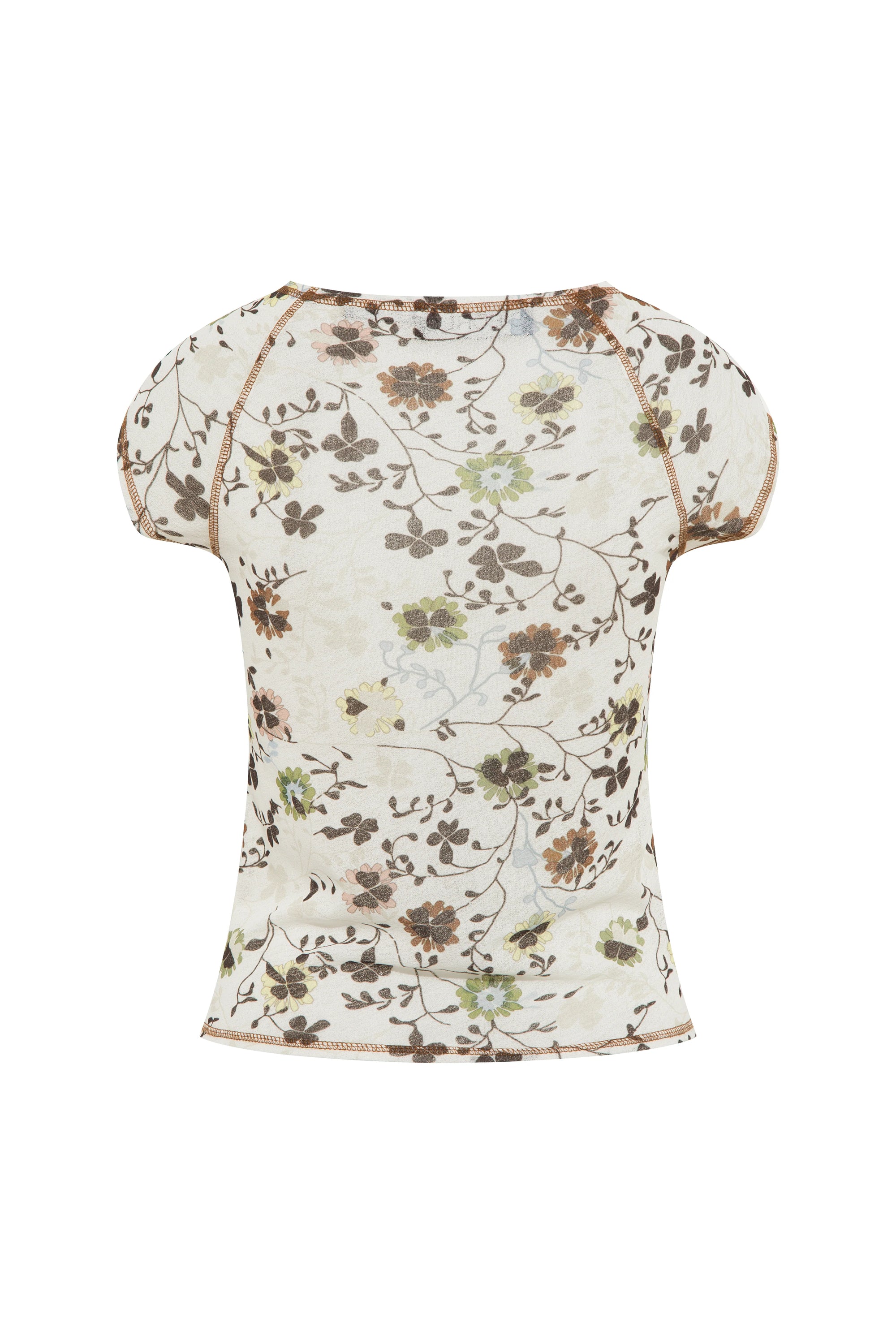 MERS - Floral printed t-shirt with contrast stitching