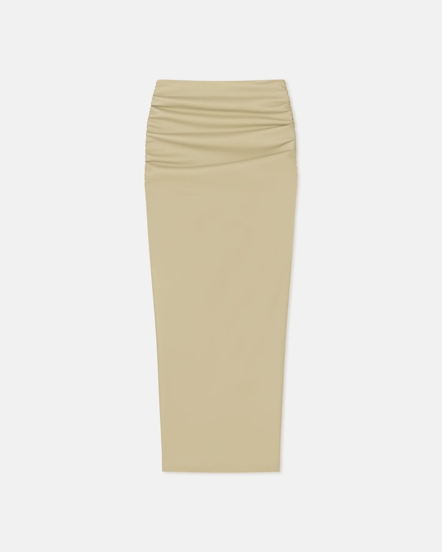 Hester Ruched Okobor Alt-Leather Midi Skirt