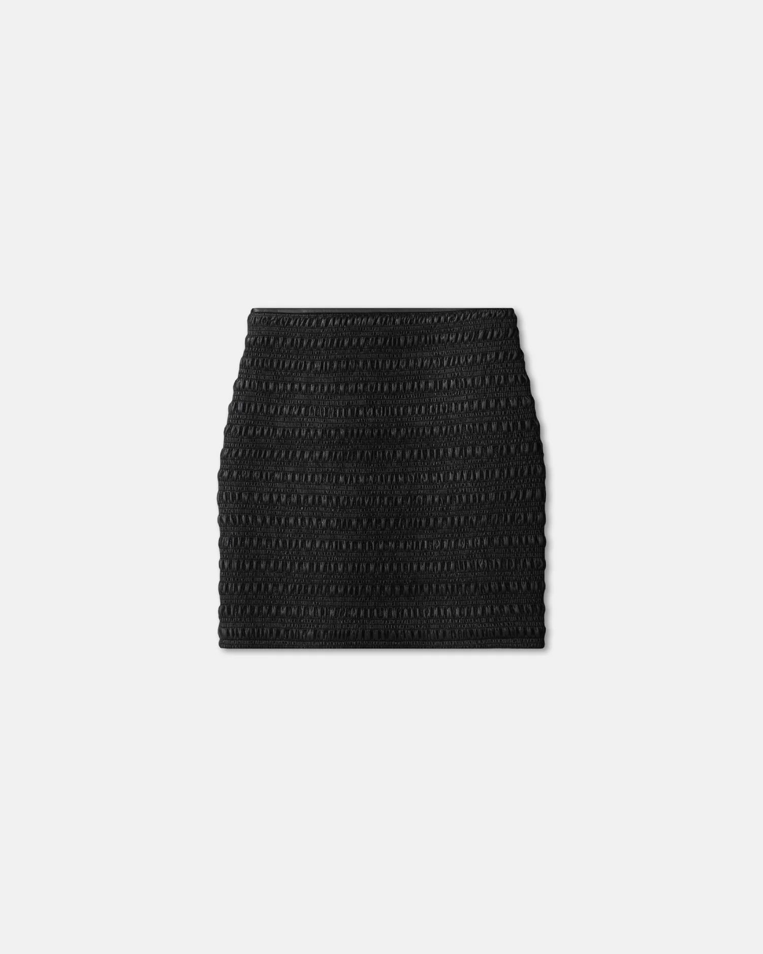 Ceara Smocked Okobor Alt-Leather Mini Skirt