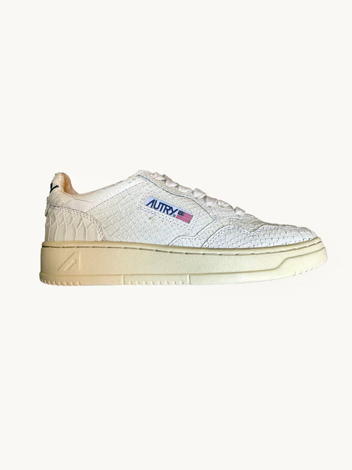 Medalist Mid Sneakers in Leather Pythoned Calf White