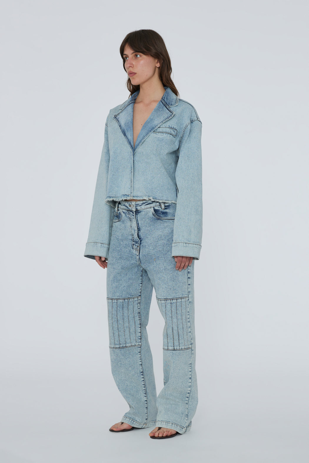 High-Waisted Denim Pants