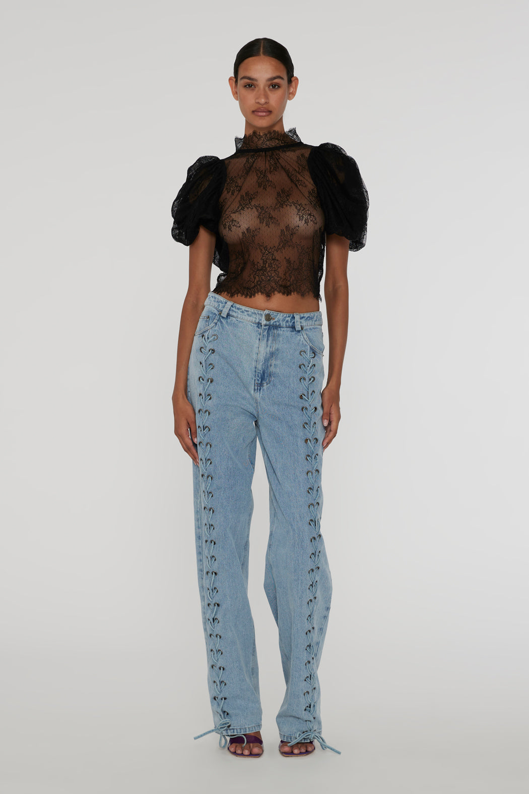 Denim Laced Leg Pants