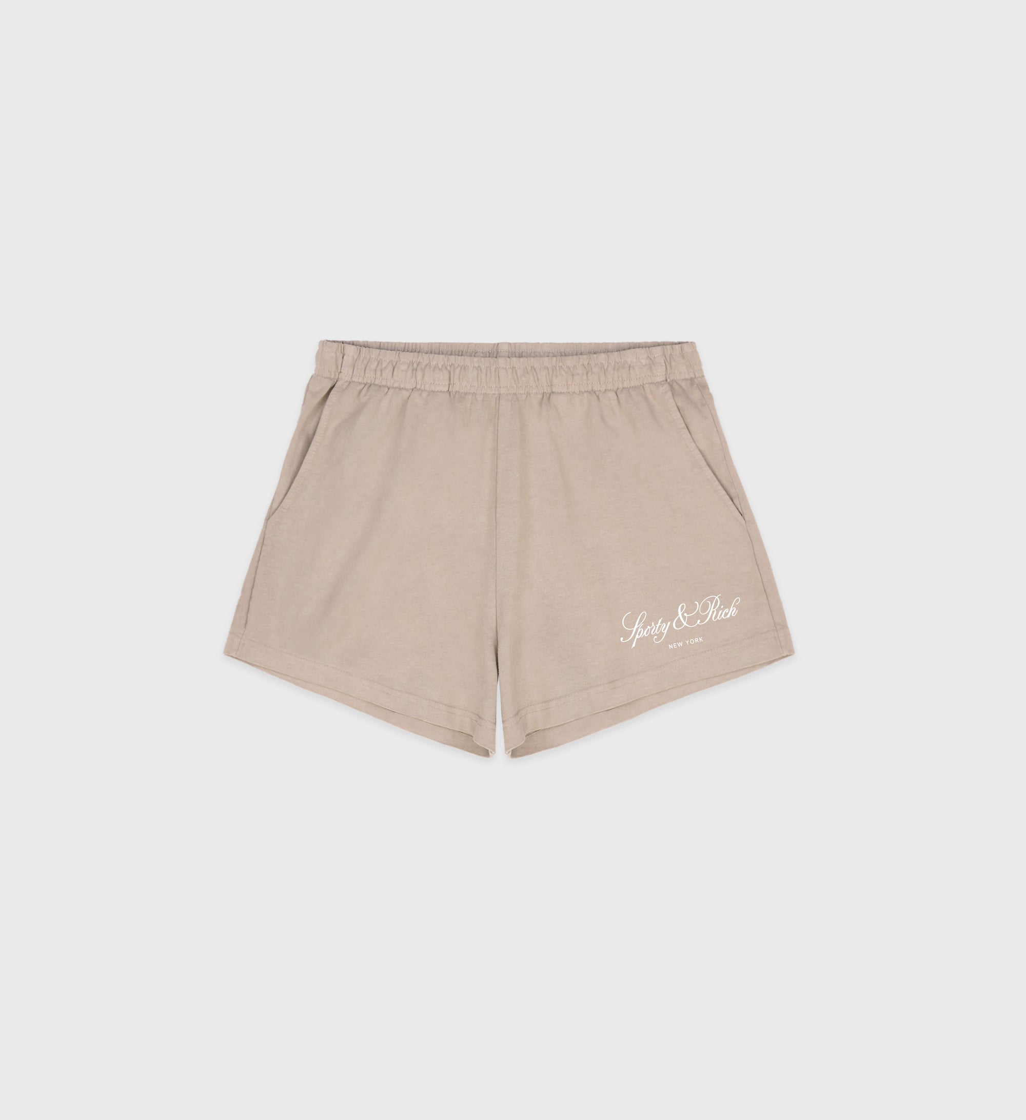 Vendome Script Embroidered Disco Short - Elephant/White