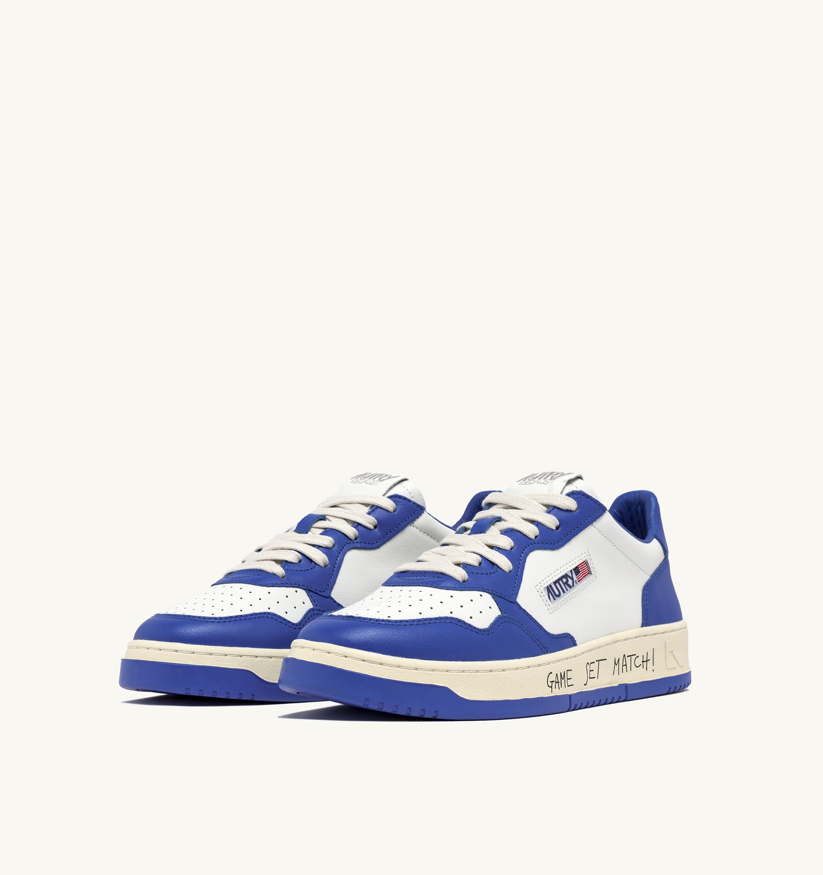 MEDALIST LOW SNEAKERS IN WHITE AND PALACE BLUE LEATHER WITH LETTERING