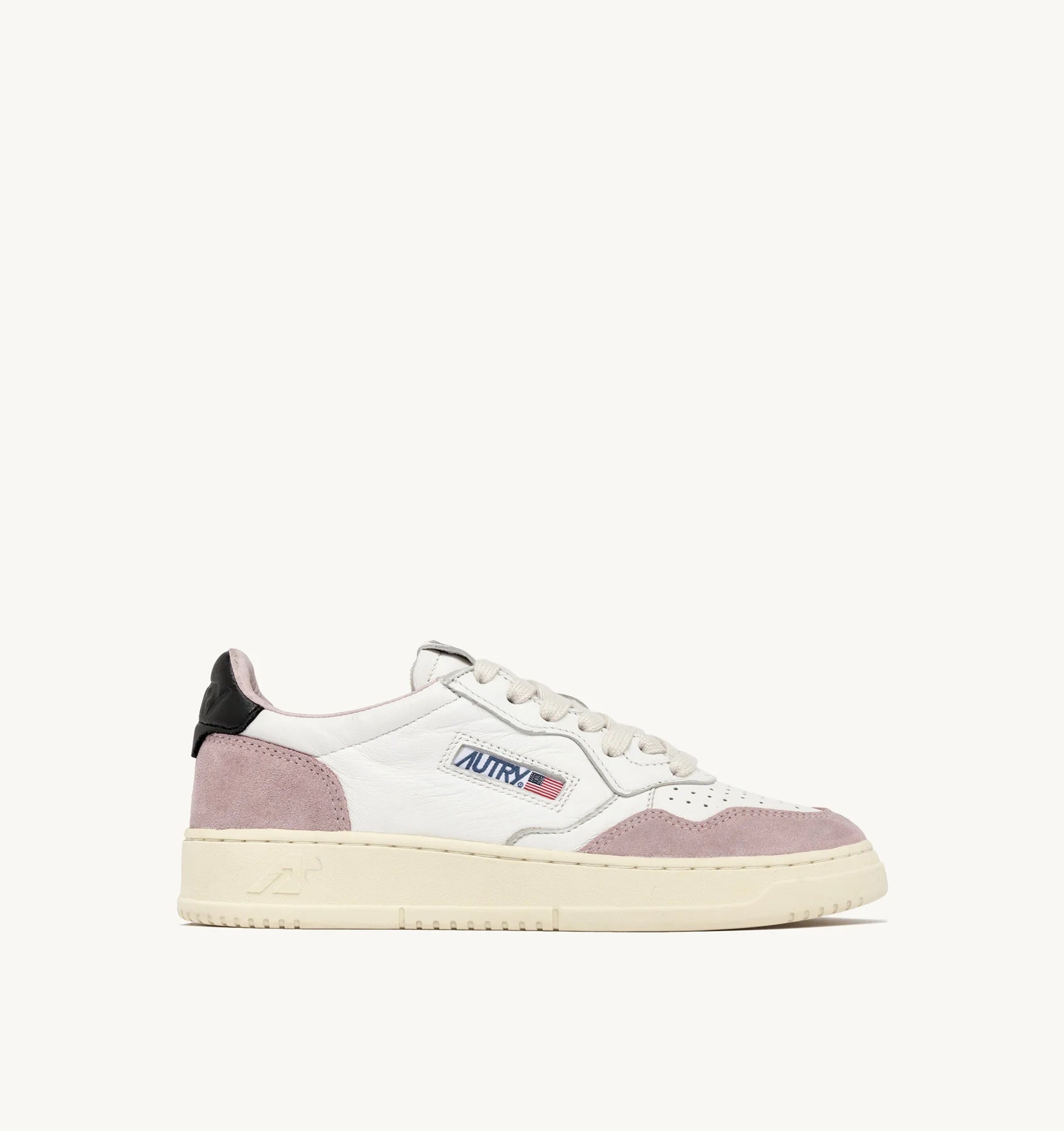 Medalist Low Sneakers In White Powder Pink And Black Suede And Leather