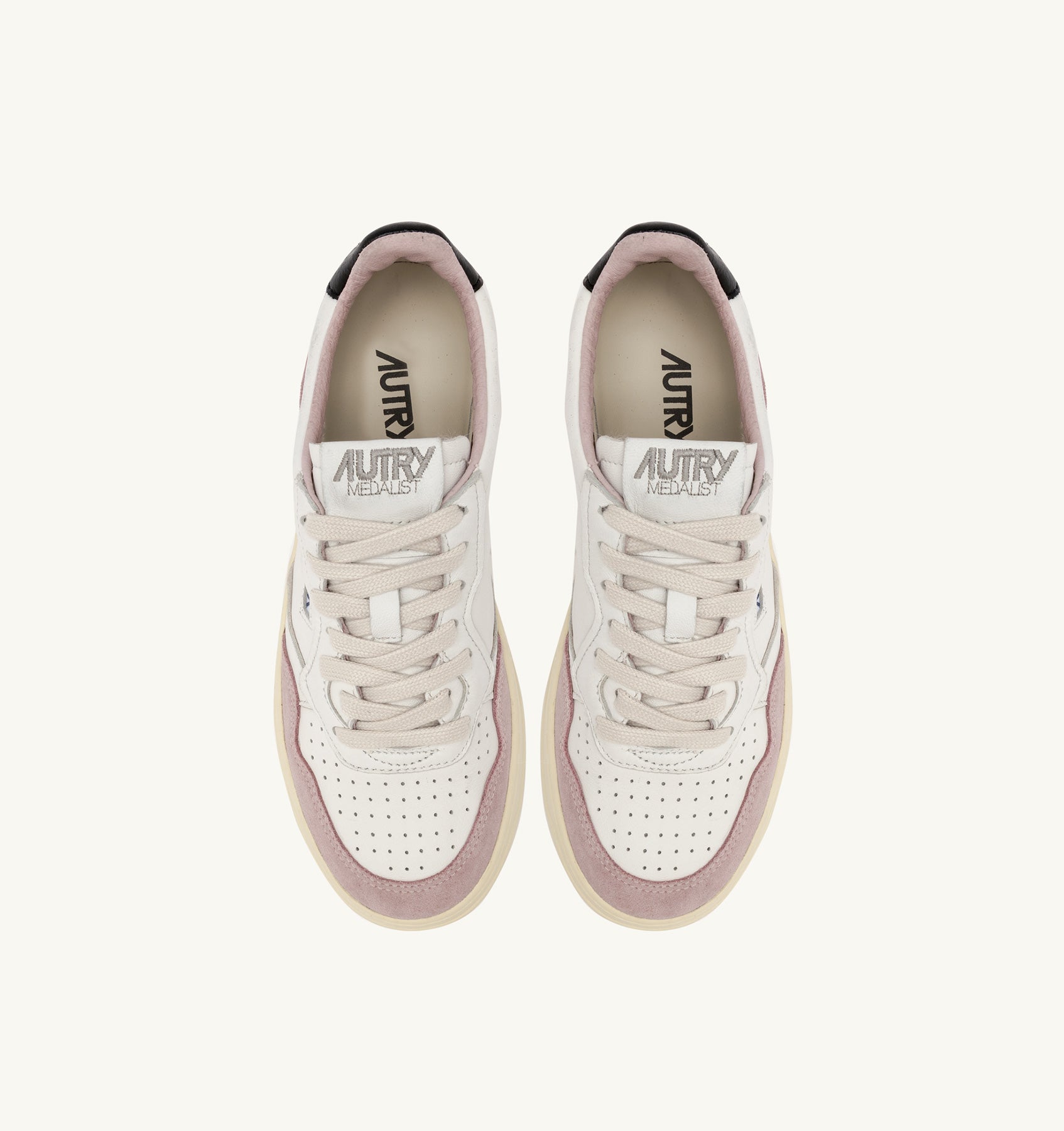 Medalist Low Sneakers In White Powder Pink And Black Suede And Leather