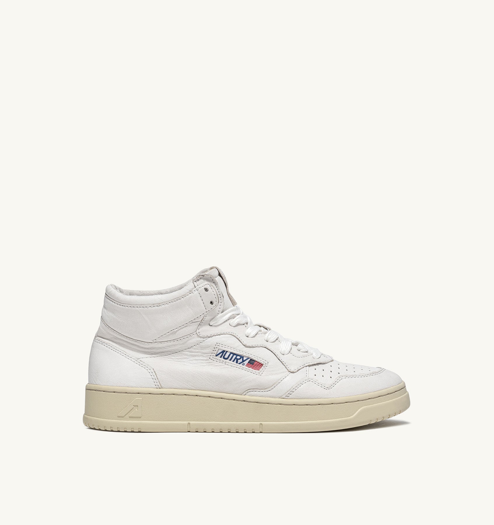 Medalist Mid Sneakers in Soft Goatskin White