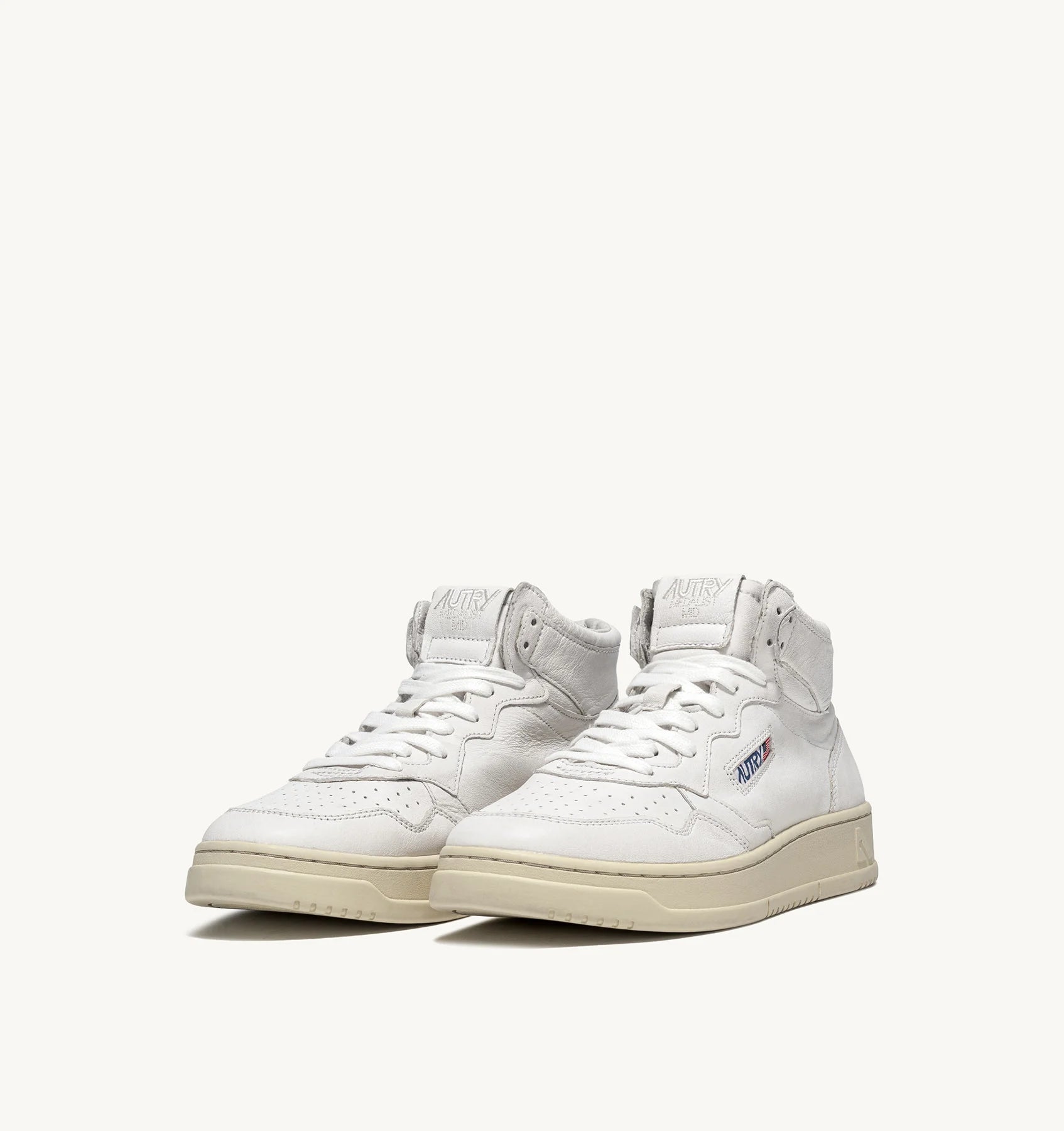 Medalist Mid Sneakers in Soft Goatskin White