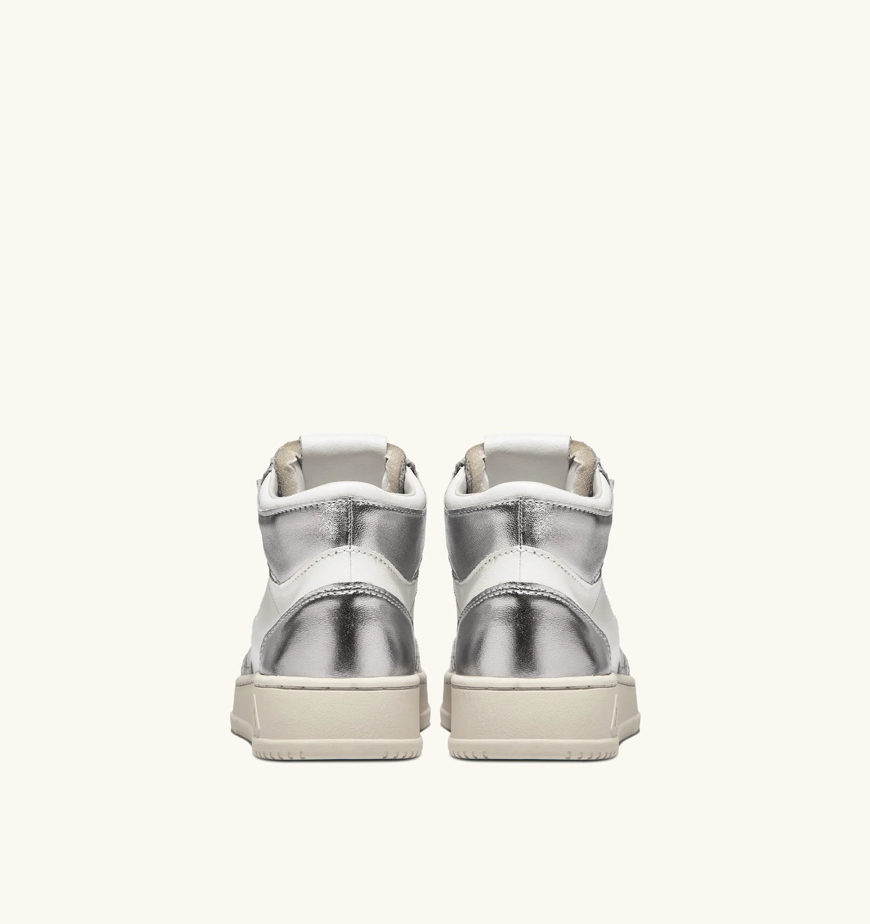 Medalist Mid Sneakers in Two-Tone Leather Color White and Silver