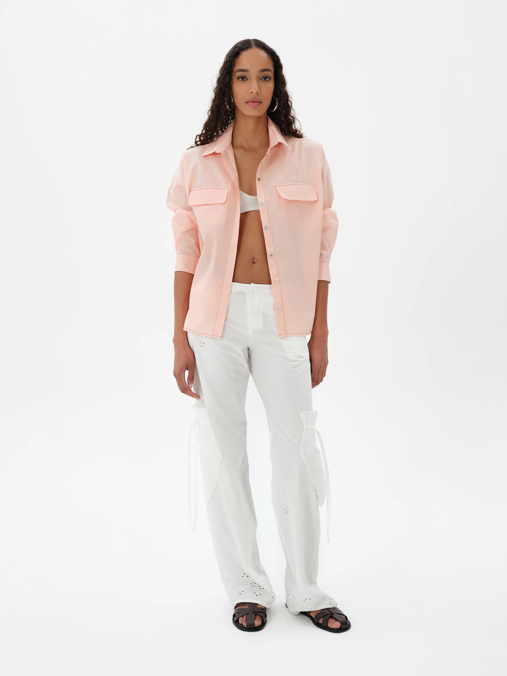 MONINA  Oversize button-down shirt with front pockets