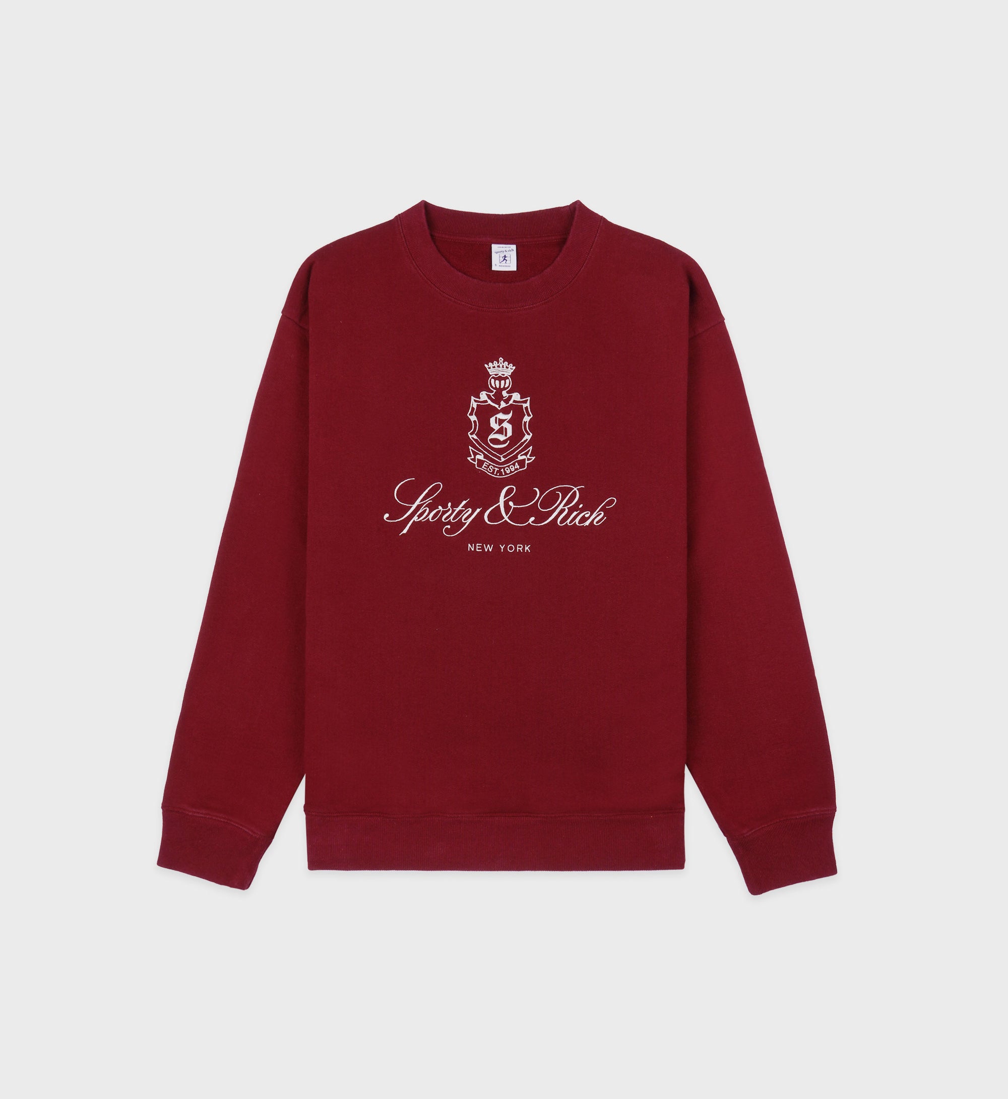 Vendome Embroidered Crewneck - Merlot/White