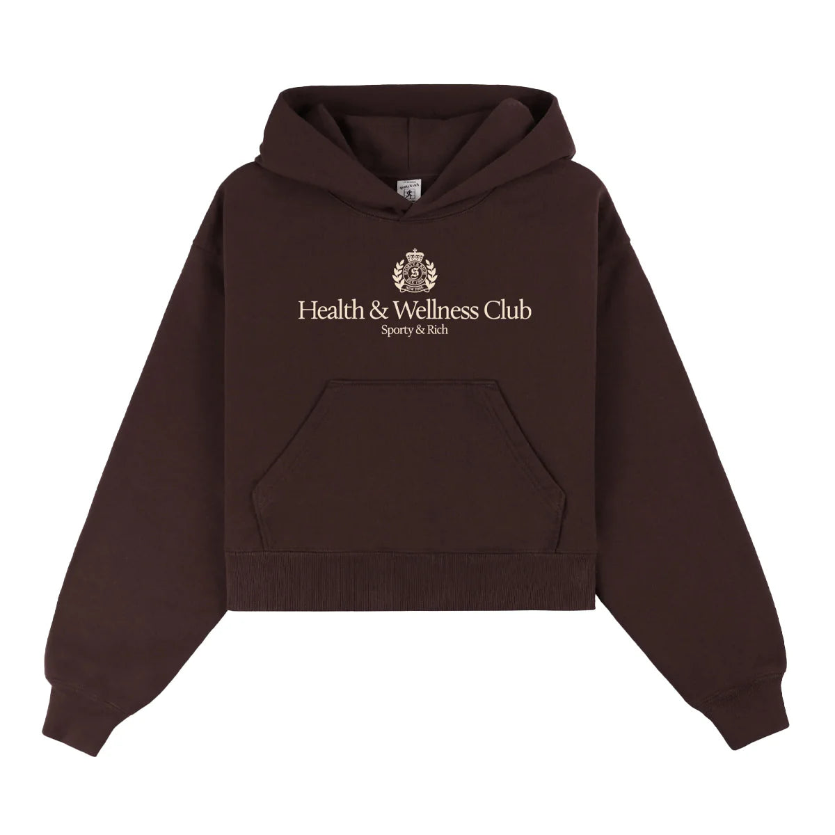 H & W Crest Cropped Hoodie - Chocoloate/Cream