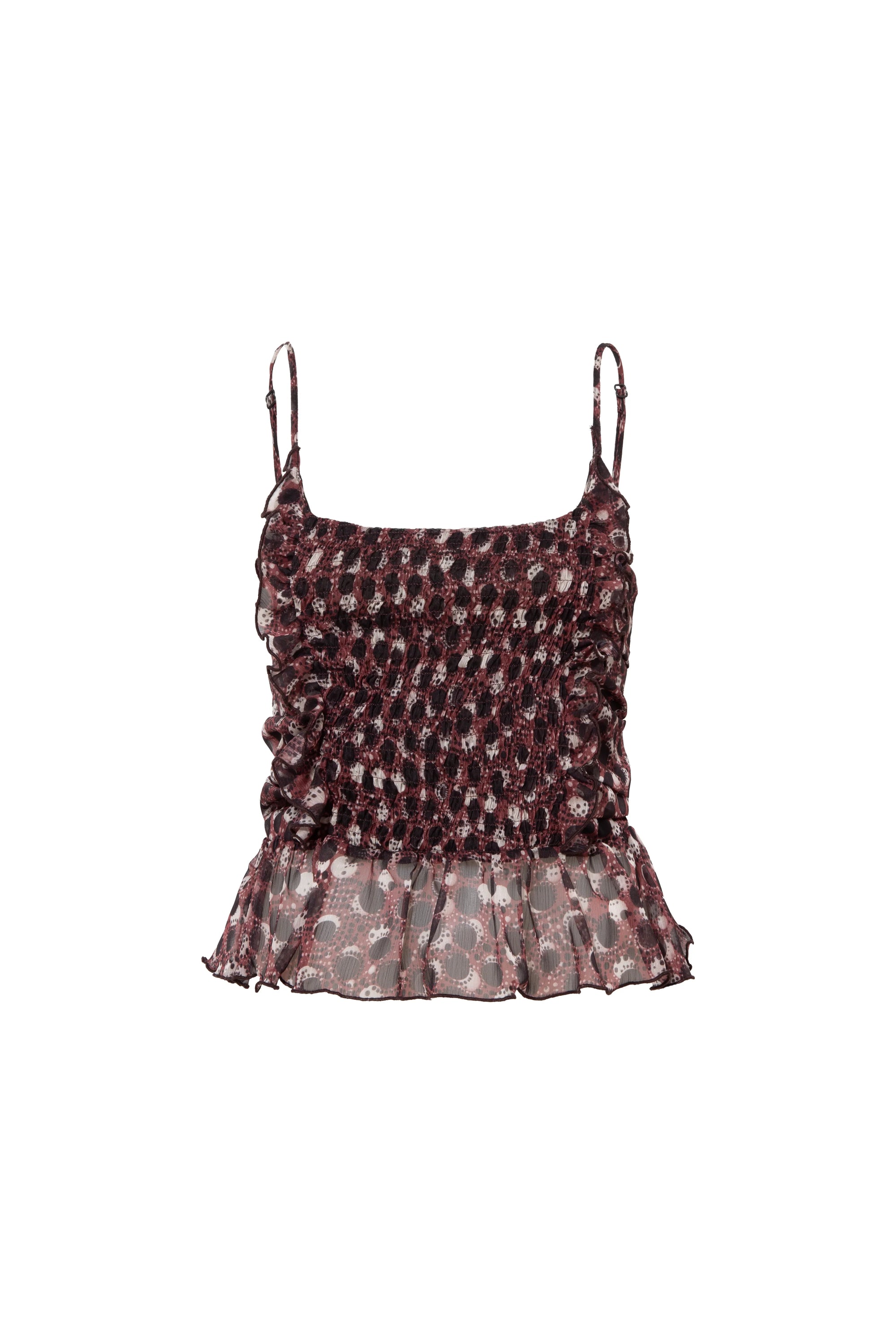 SVETINI  Ruched polka-dot ruffled top