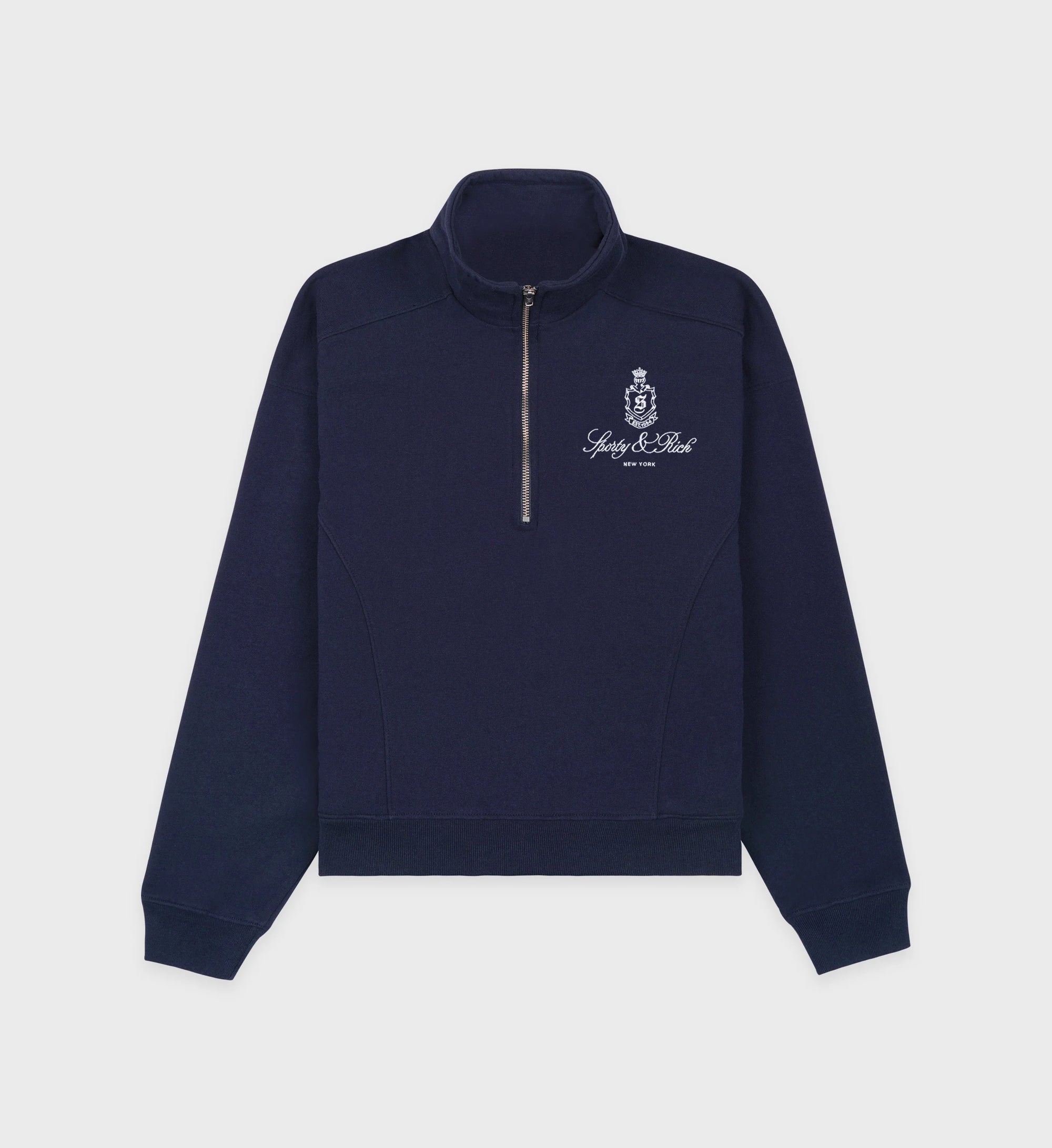 Vendome Embroidered Quarter Zip - Navy/White