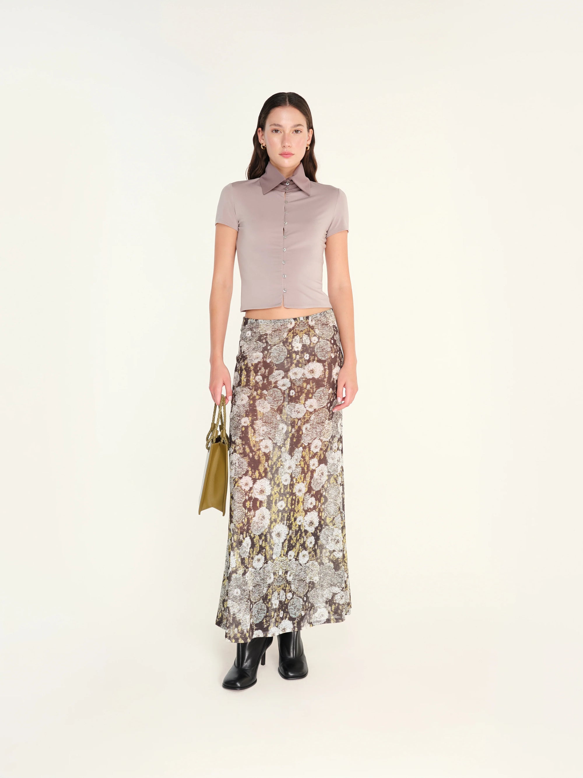 SINY - Printed low-rise maxi skirt