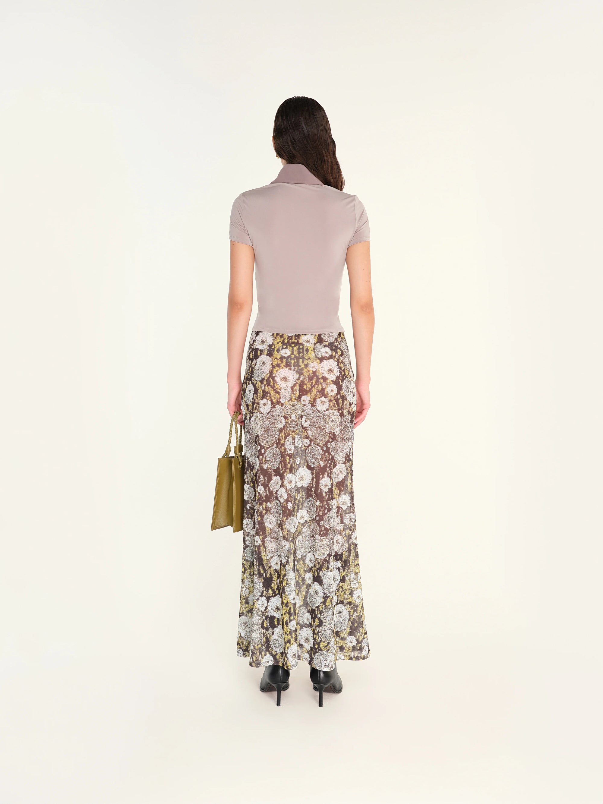 SINY - Printed low-rise maxi skirt