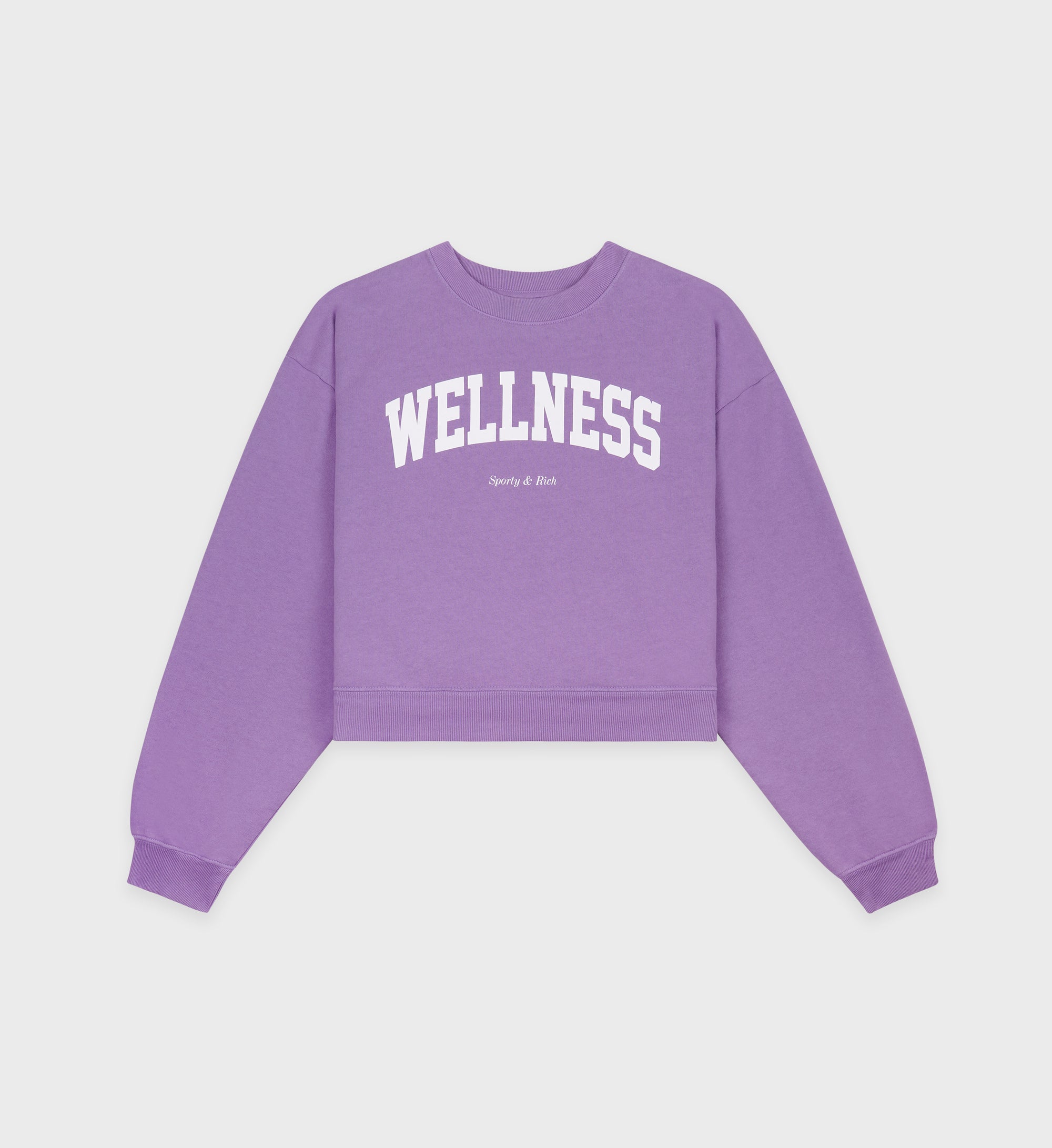 Wellness Ivy Cropped Crewneck - Violet/White