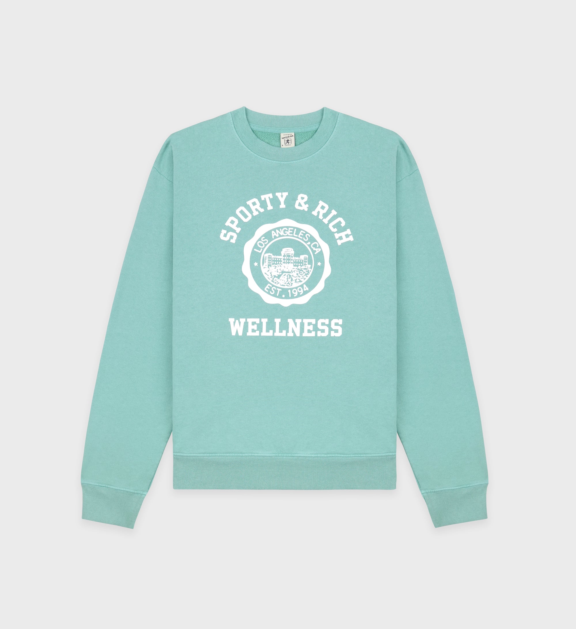 Emblem Crewneck - Aquamarine/White