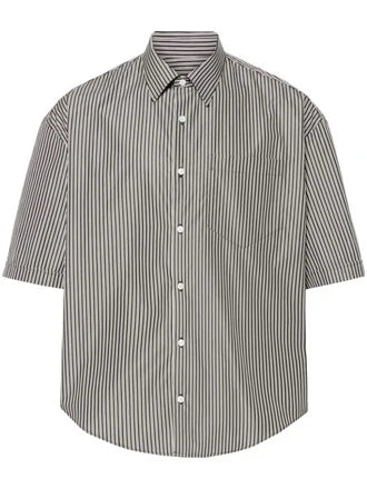 Boxy Fit Short Sleeve Striped Shirt