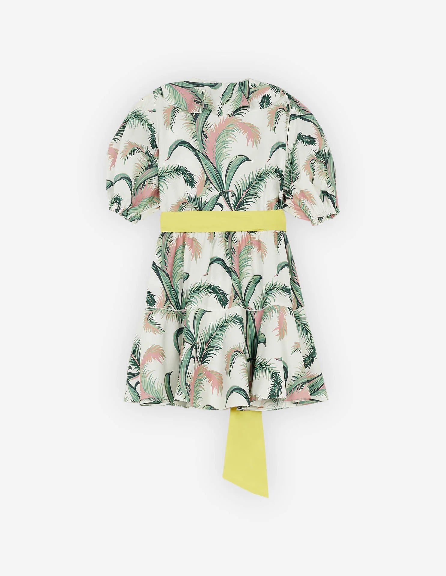 Palm Frond Print Wrap Mini Dress