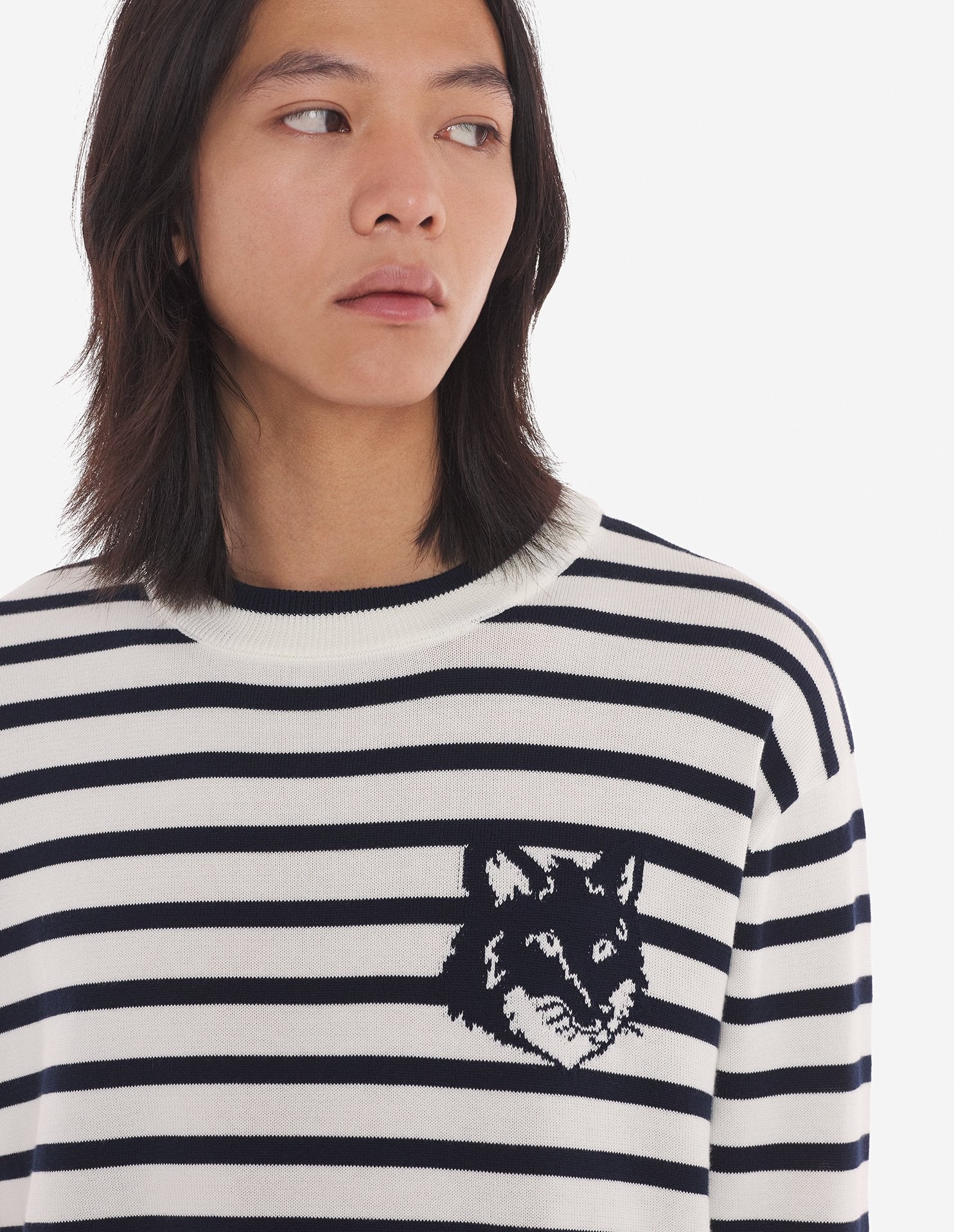 FOX HEAD INTARSIA COMFORT STRIPED JUMPER