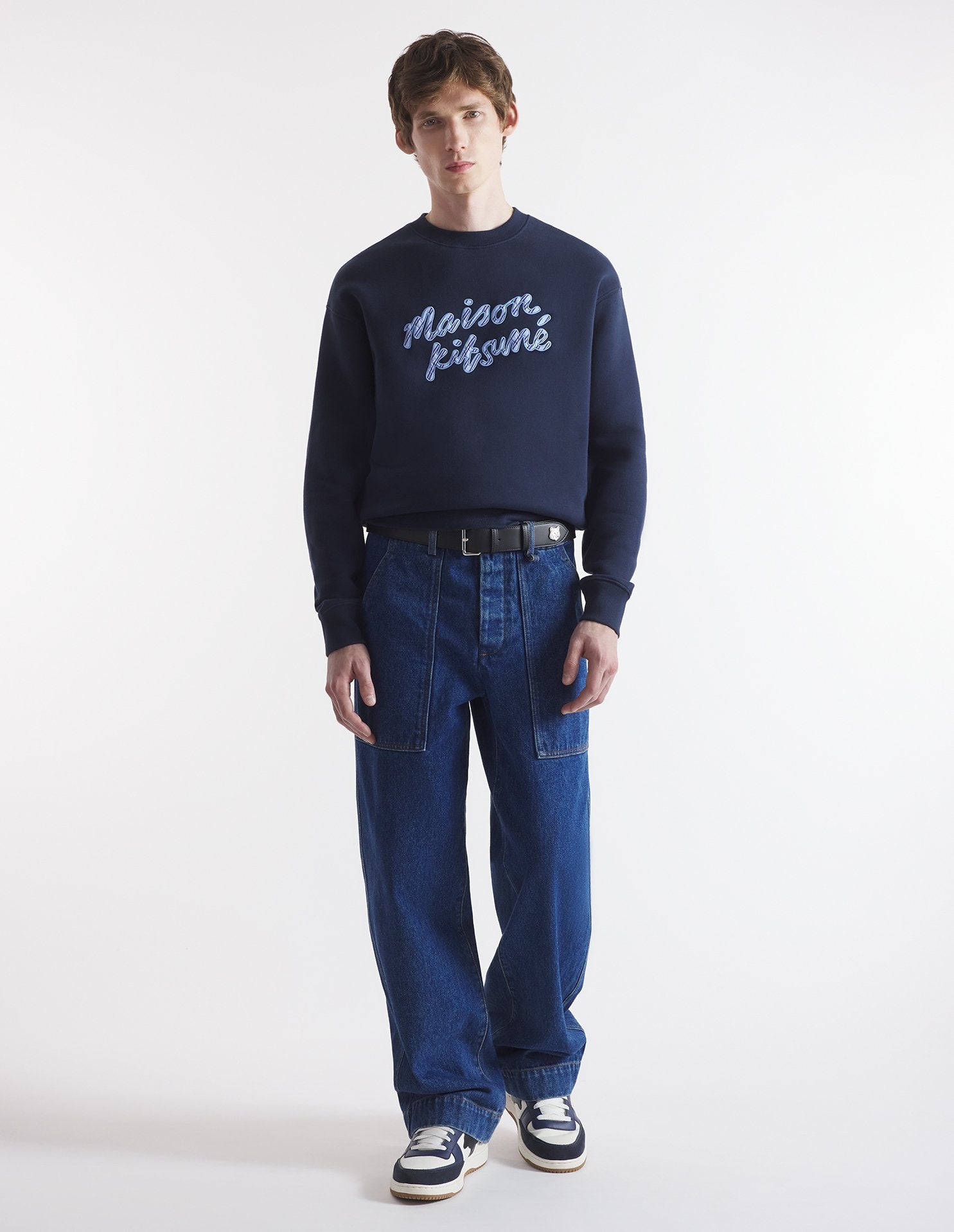 MAISON KITSUNE HANDWRITING STRIPED COMFORT SWEATSHIRT