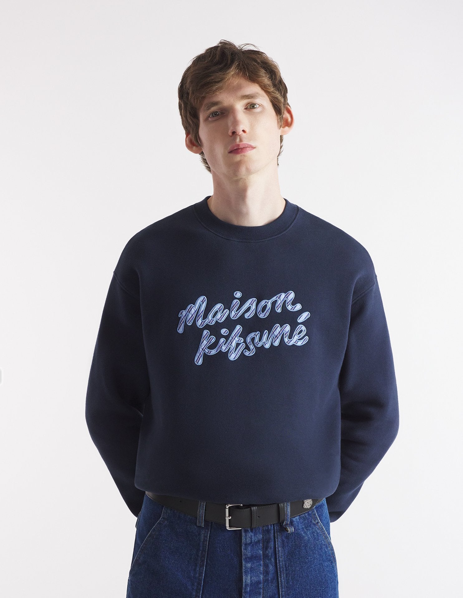 MAISON KITSUNE HANDWRITING STRIPED COMFORT SWEATSHIRT