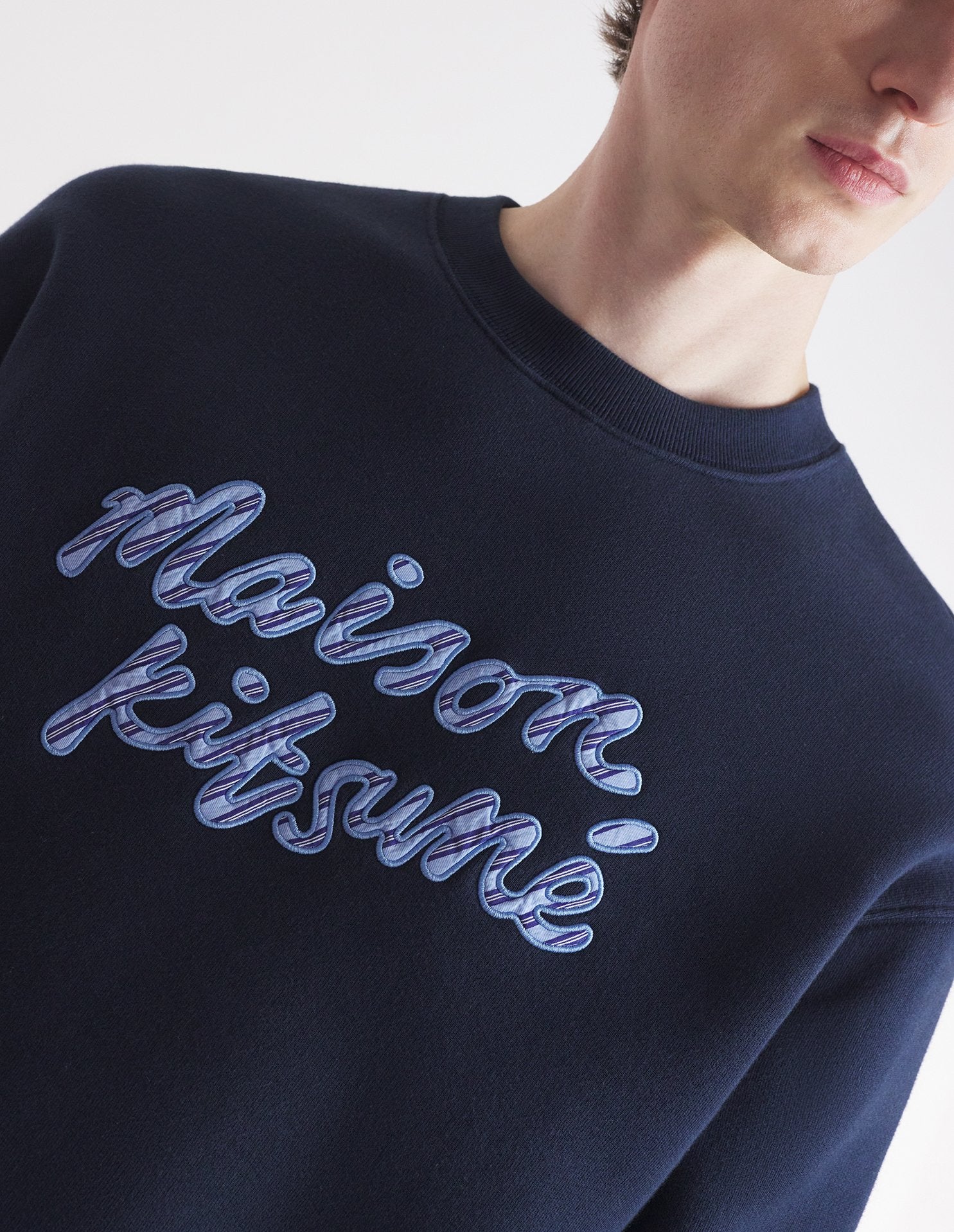 MAISON KITSUNE HANDWRITING STRIPED COMFORT SWEATSHIRT