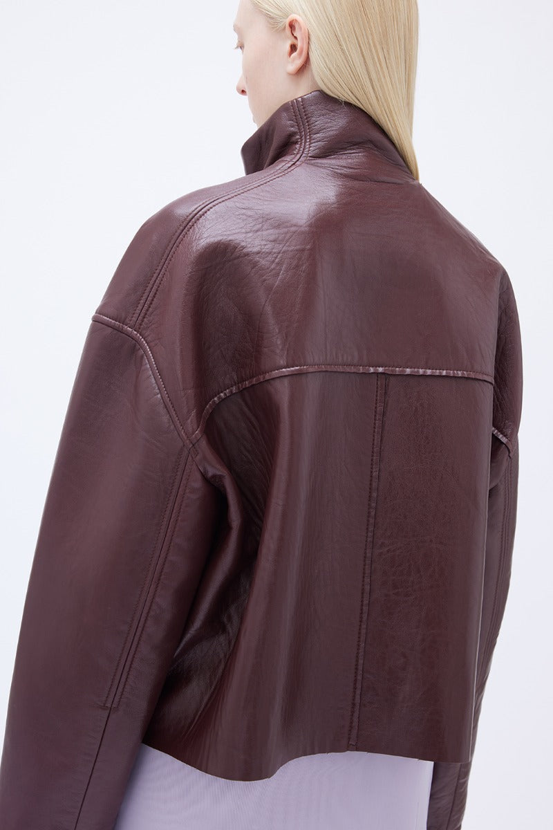 Bonded Leather Jacket Bordeaux