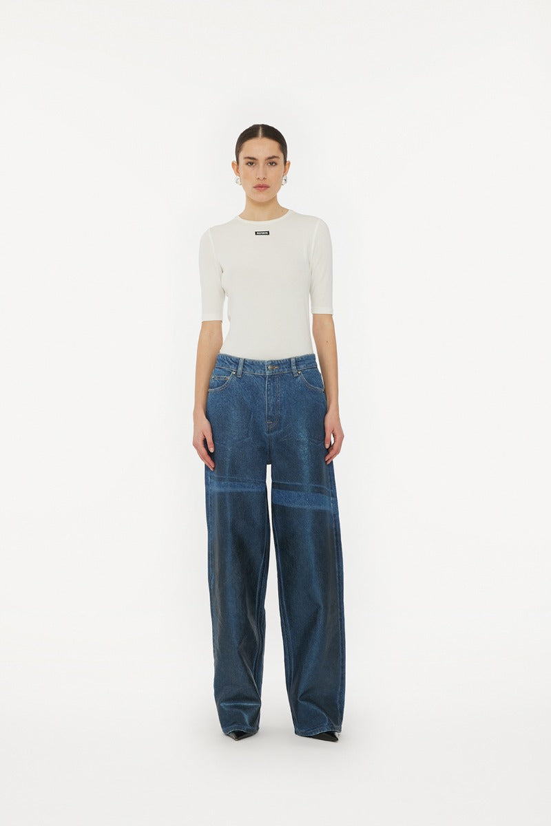 Coated Wide Leg Jeans