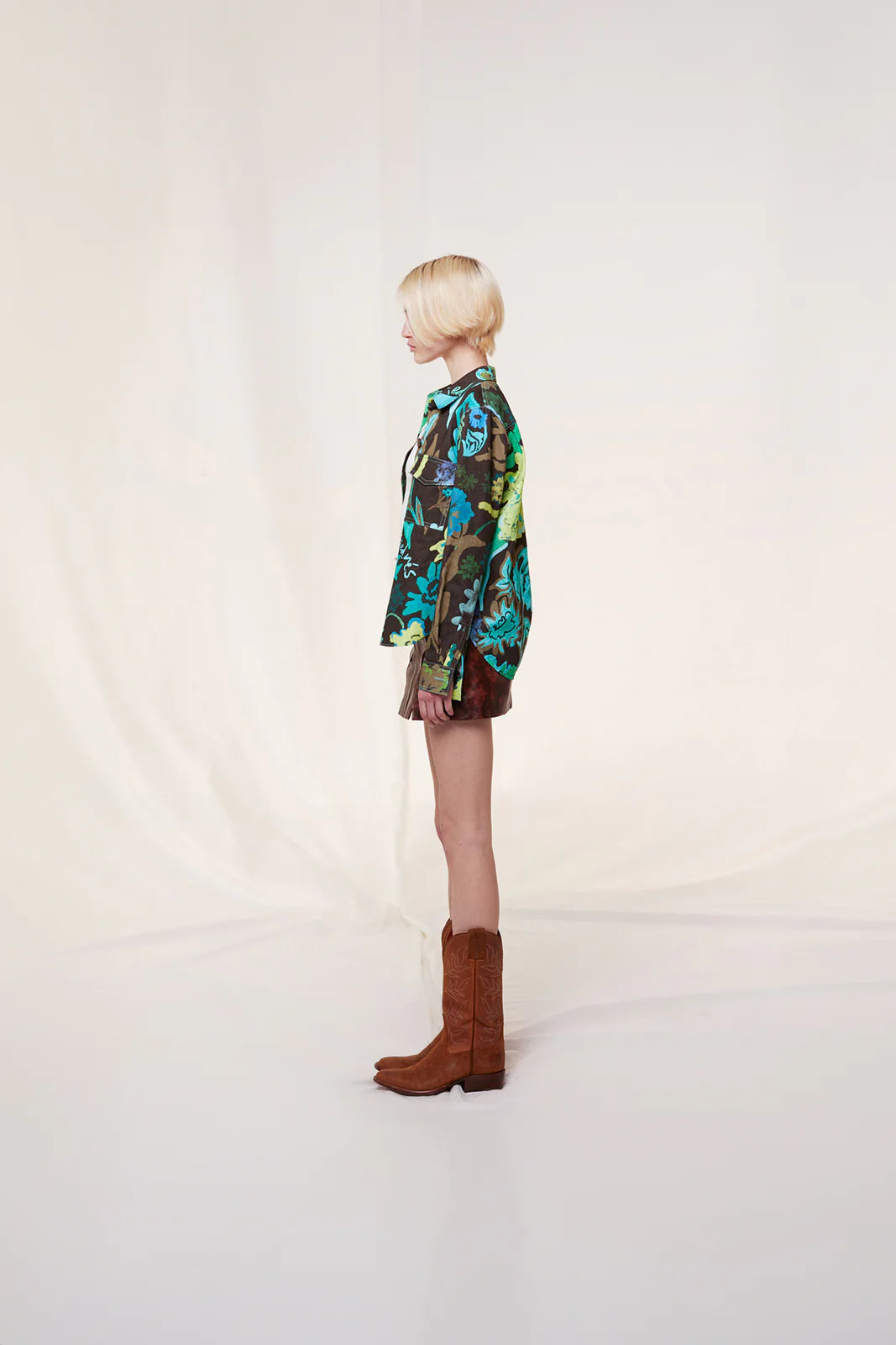 MICLA - Floral printed linen-blend overshirt